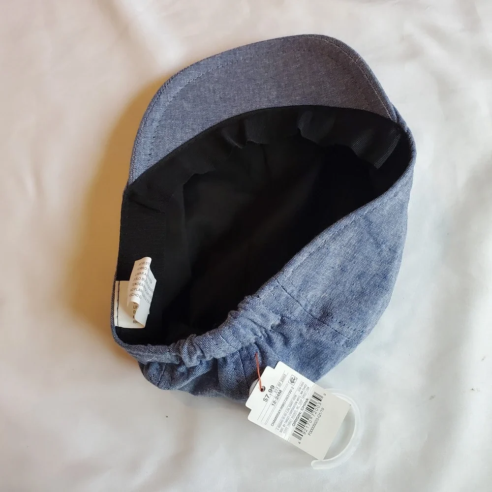 Kids Blue Chambray Flat Cap Newsboy Hat vat and‎ jack nwt